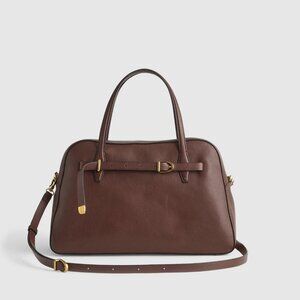 NWT Madewell Belted Satchel Bag Brown Leather